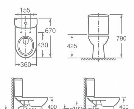 Roca Access, Унитаз компакт, 34P23900Y