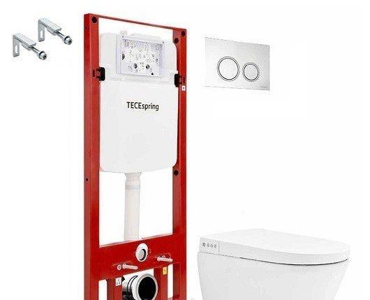 Tece TECEspring, Унитаз подвесной с инсталляцией и кнопкой, S955799
