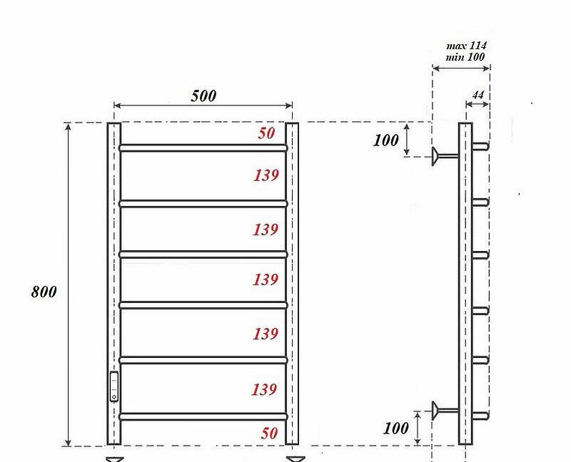 Полотенцесушитель электрический - Point, Афина, 11.4x53x80 см, PN04758