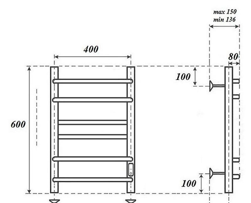 Полотенцесушитель электрический - Point, Сатурн, 15x43.2x60 см, PN90846B