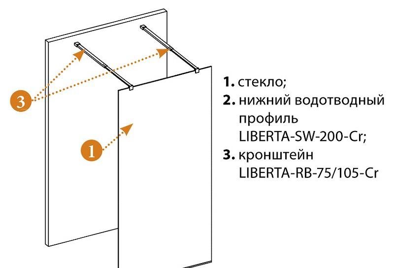Душевая перегородка - Cezares, Liberta, 8x120x195 см, LIBERTA-L-2-120-120-C-NERO