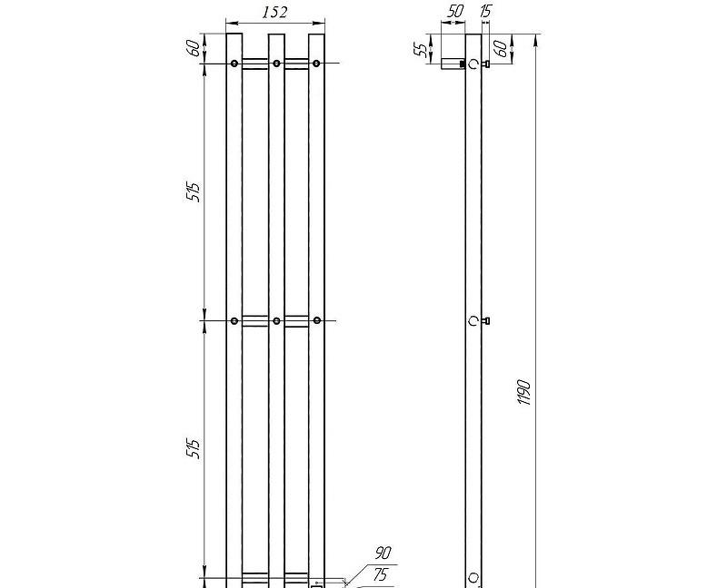 Полотенцесушитель электрический - Point, Деметра, 9.7x15.2x119 см, PN12822GB