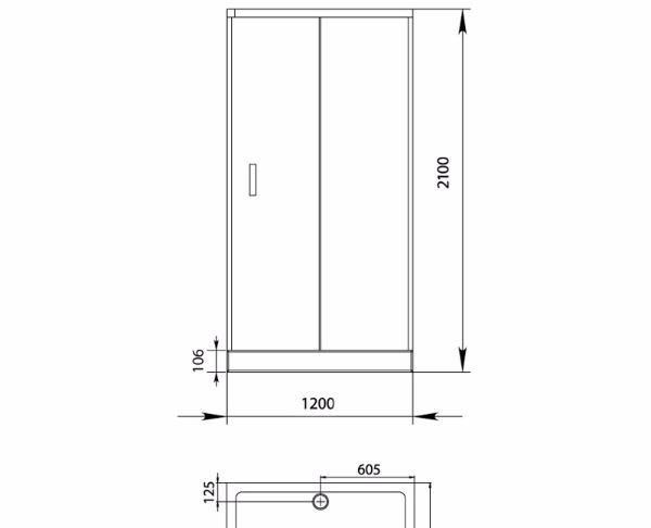 Душевой уголок - Aquanet, Alfa, 120x80x230 см, 00168417