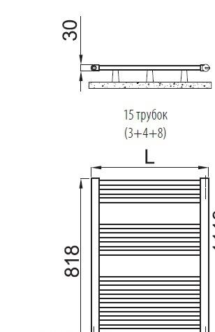 Полотенцесушитель электрический - Irsap, Ares, 3x58x81.8 см, EIS058KK1IR01NNN