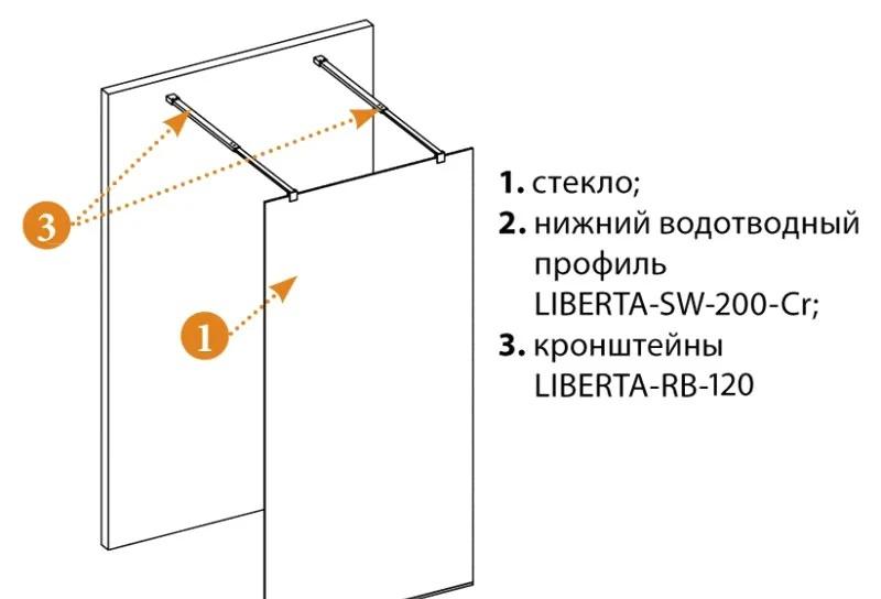Душевая перегородка - Cezares, Liberta, 120x195 см, L-2-120-120-BR-NERO / LIBERTA-L-2-120-120-BR-NERO