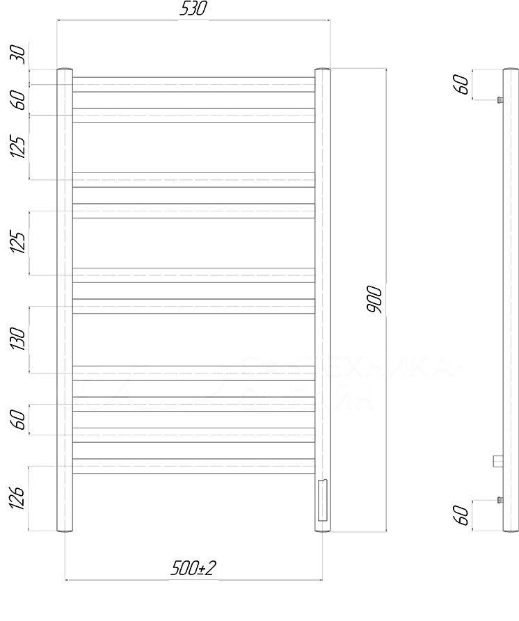 Полотенцесушитель электрический - Lemark, Melange, 6.8x53x90 см, LM49910Z