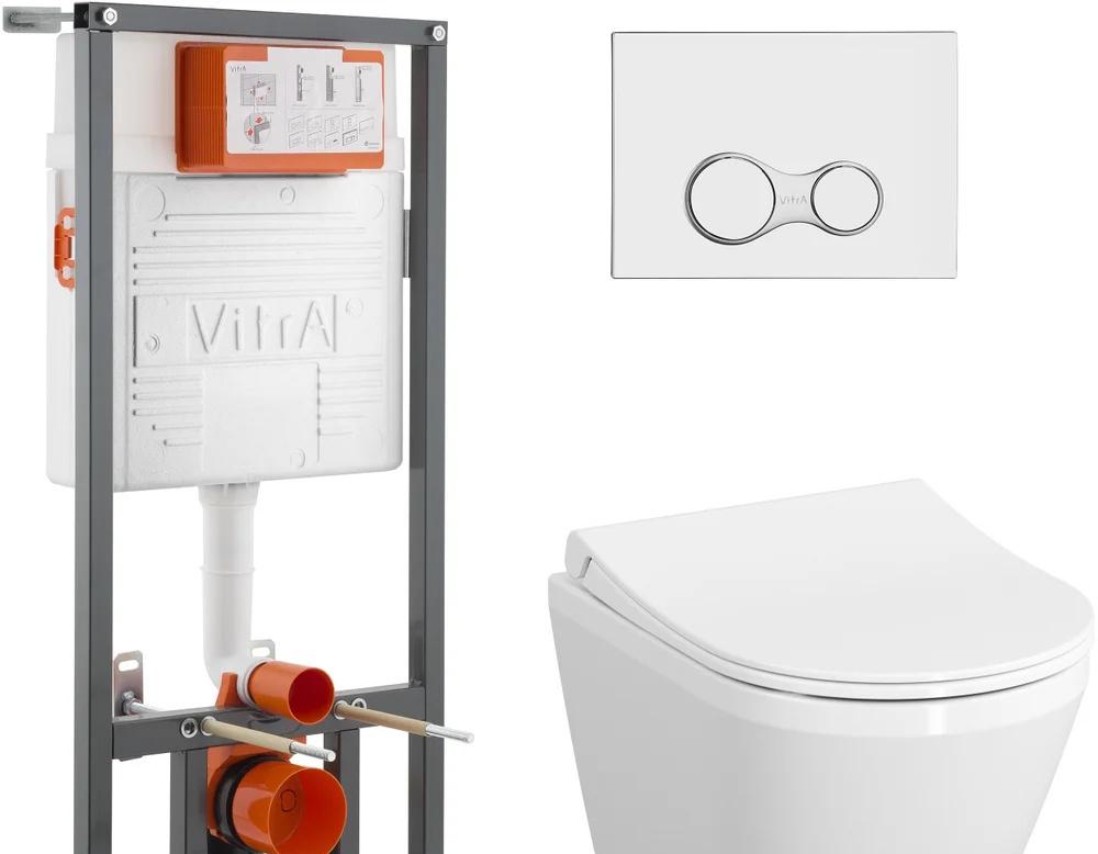Vitra Integra, Унитаз подвесной с инсталляцией и кнопкой, 9856B003-7200