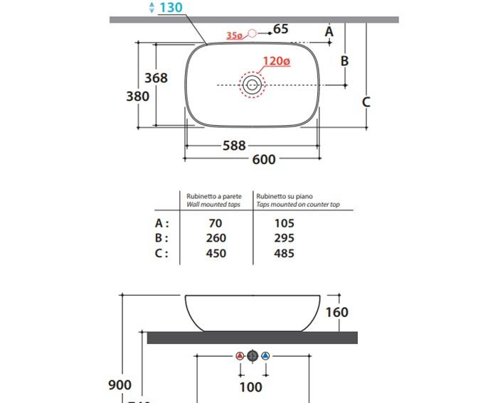 Globo T-Edge, Раковина, B6R60.BI*0