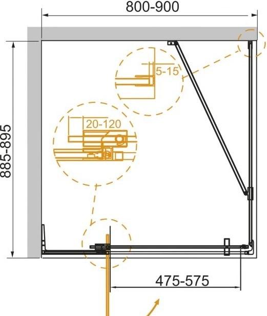Душевой уголок - Cezares, Slider AH 1, 90x90x195 см, SLIDER-AH-1-90-80/90-GRIGIO-Cr