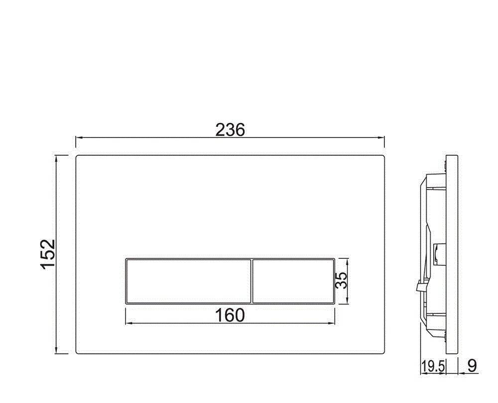 Кнопка смыва - Jaquar, Kubix, 24x15 см, JCP-BLM-352415