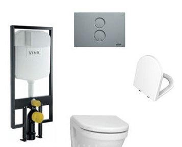 Vitra S50, Унитаз подвесной с инсталляцией и кнопкой, 9003B003-7200