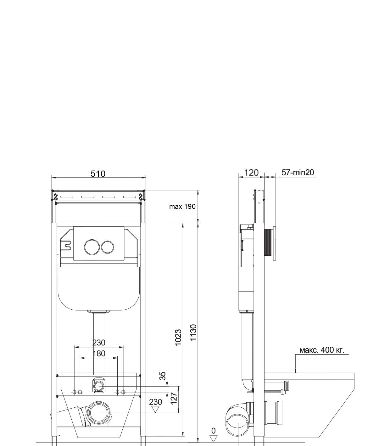 Инсталляция для унитаза - Aquatek, Easy Fix, 10x51x113 см, INS-0000009