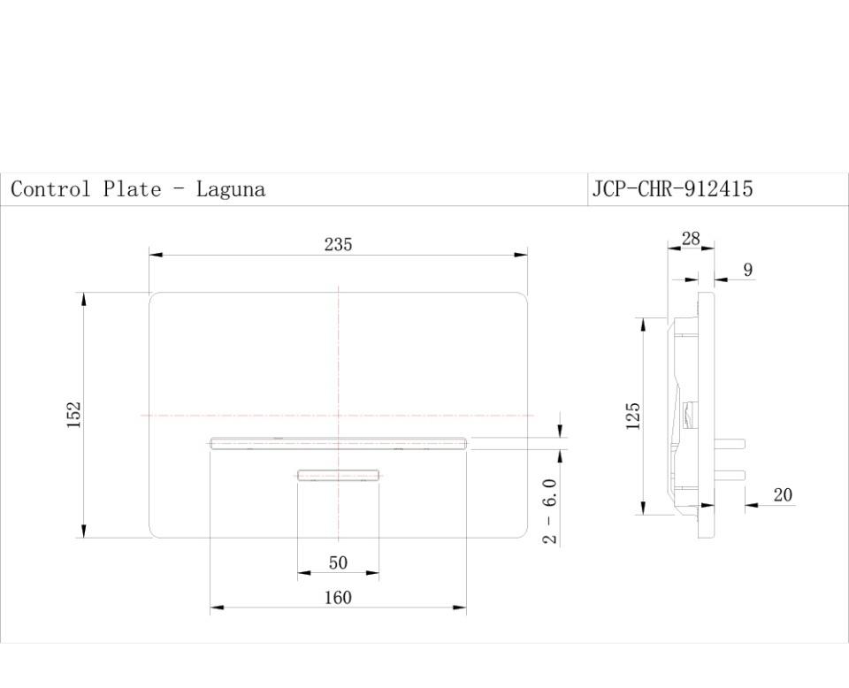 Кнопка смыва - Jaquar, Laguna, 2.6x23.5x15.2 см, JCP-CHR-292415