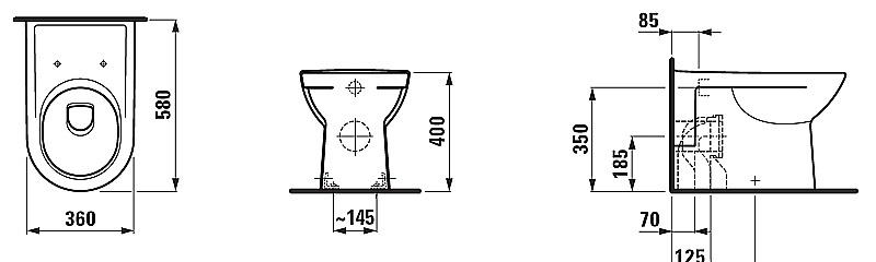 Laufen Pro, Унитаз приставной, 8.2295.1.000.000.1