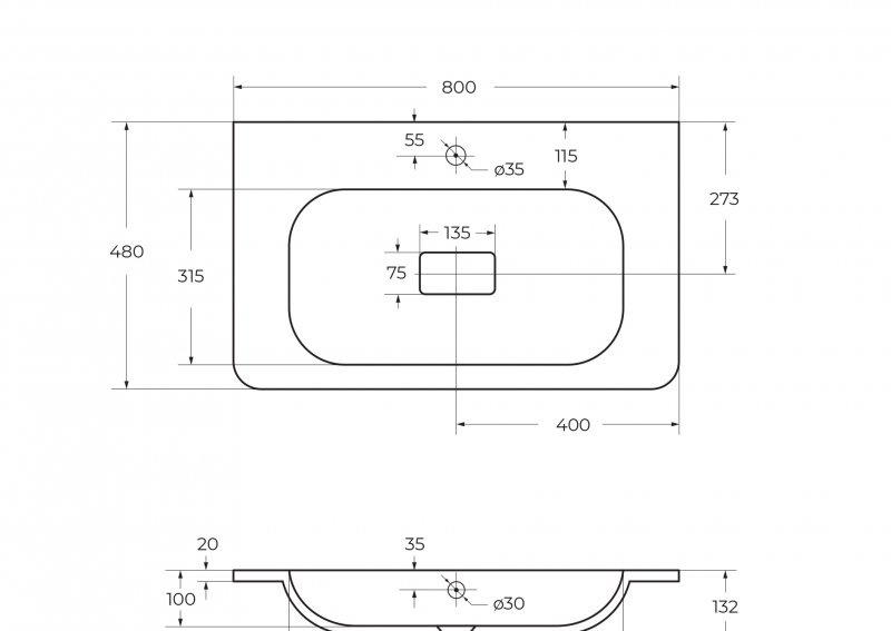 Cezares без коллекции, Раковина, CZR-800/480-LV-MR-NV