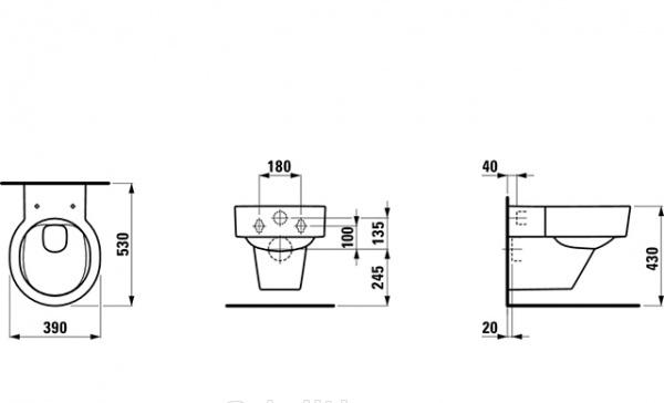 Laufen Val, Унитаз подвесной, 8.2028.1.000.000.1