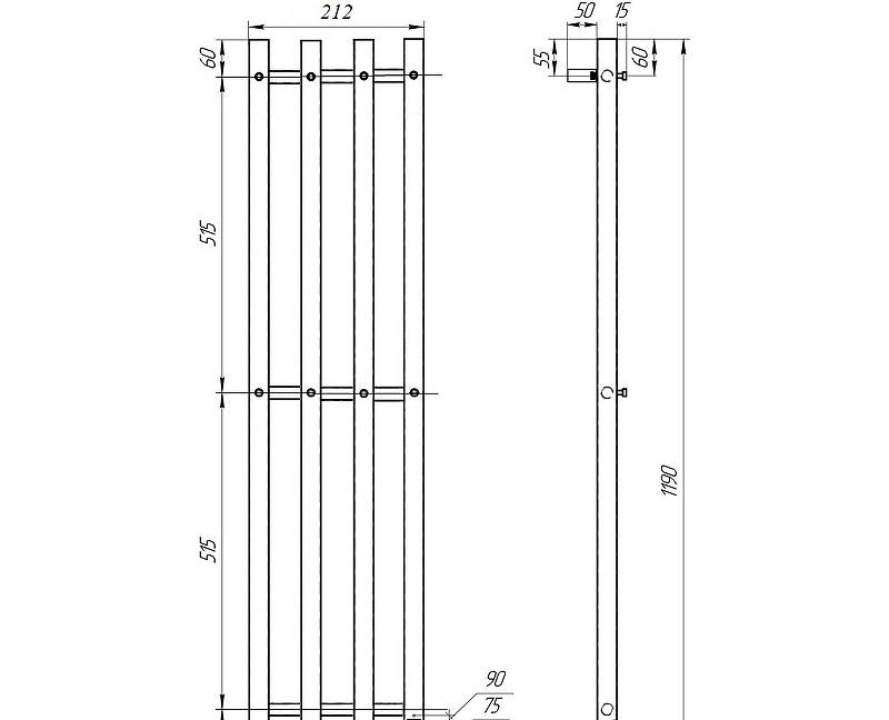 Полотенцесушитель электрический - Point, Деметра, 9.7x21.2x119 см, PN12832B