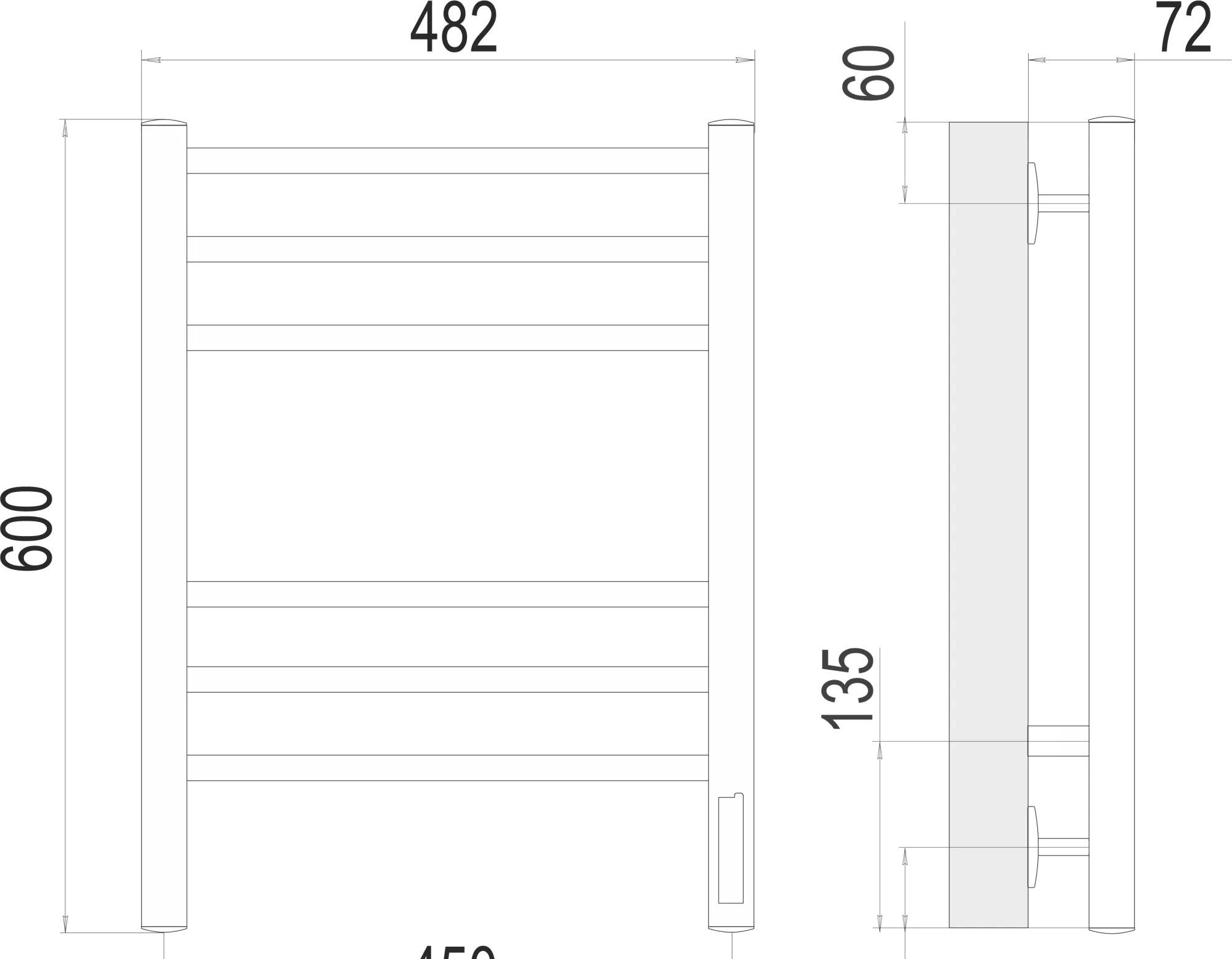 Полотенцесушитель электрический - Terminus, Аврора, 7.6x48.2x60 см, 4670078527479