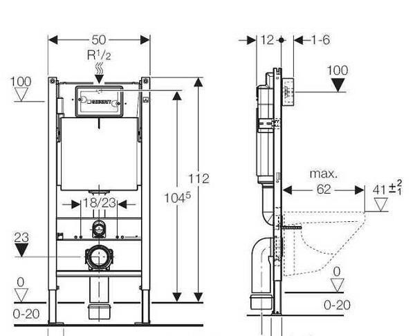Инсталляция для унитаза - Geberit, Duofix UP 100, 12x50x112 см, 458.125.11.1