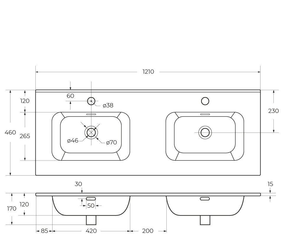 Cezares Duet, Раковина, CZR-8095-120-2