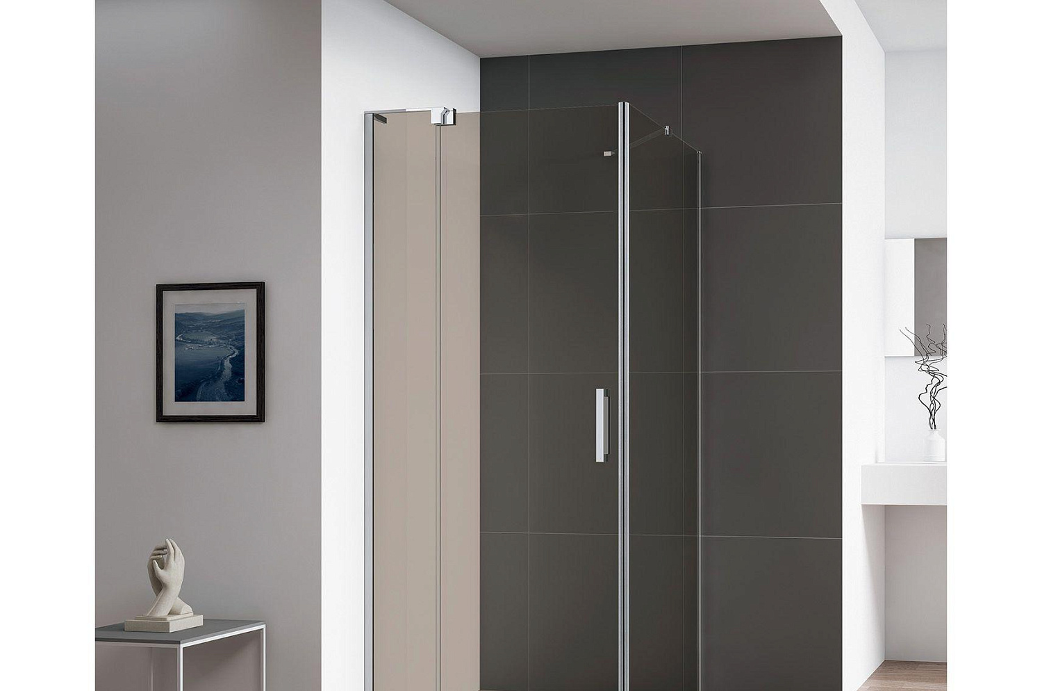 Душевой уголок - Cezares, Slider AH 1, 80x90x195 см, SLIDER-AH-1-80-80/90-BR-Cr