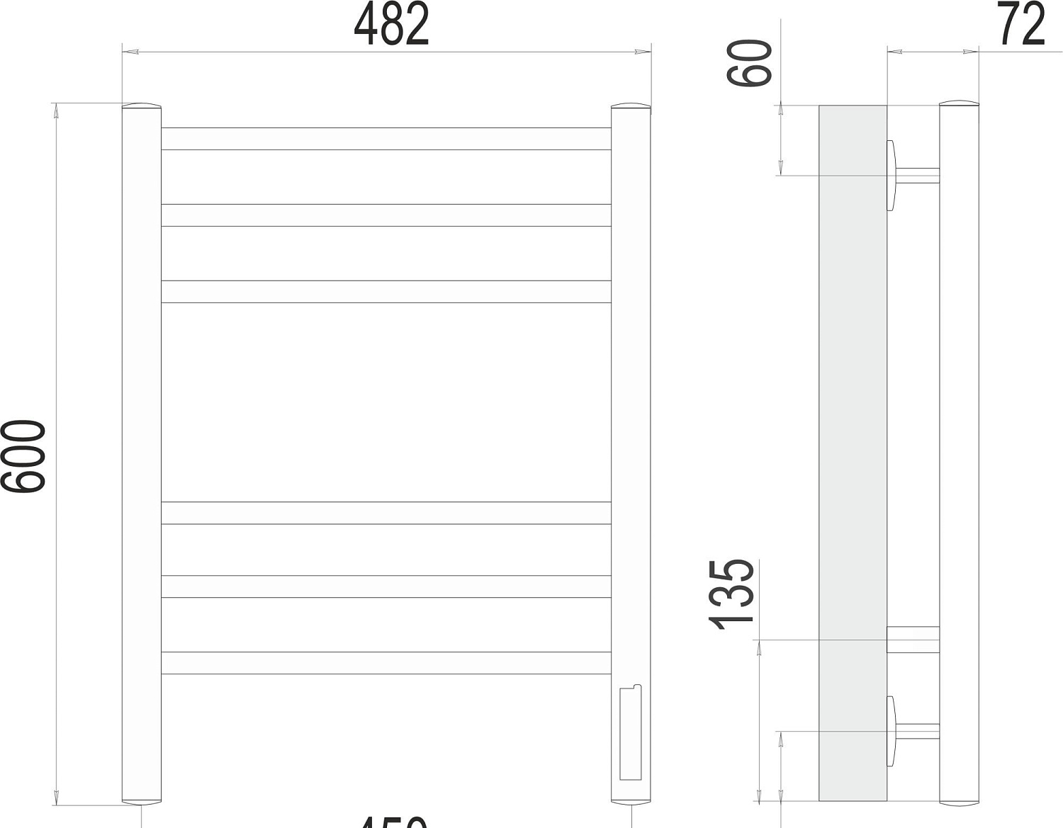 Полотенцесушитель электрический - Terminus, Аврора, 7.6x48.2x60 см, 4670078527462