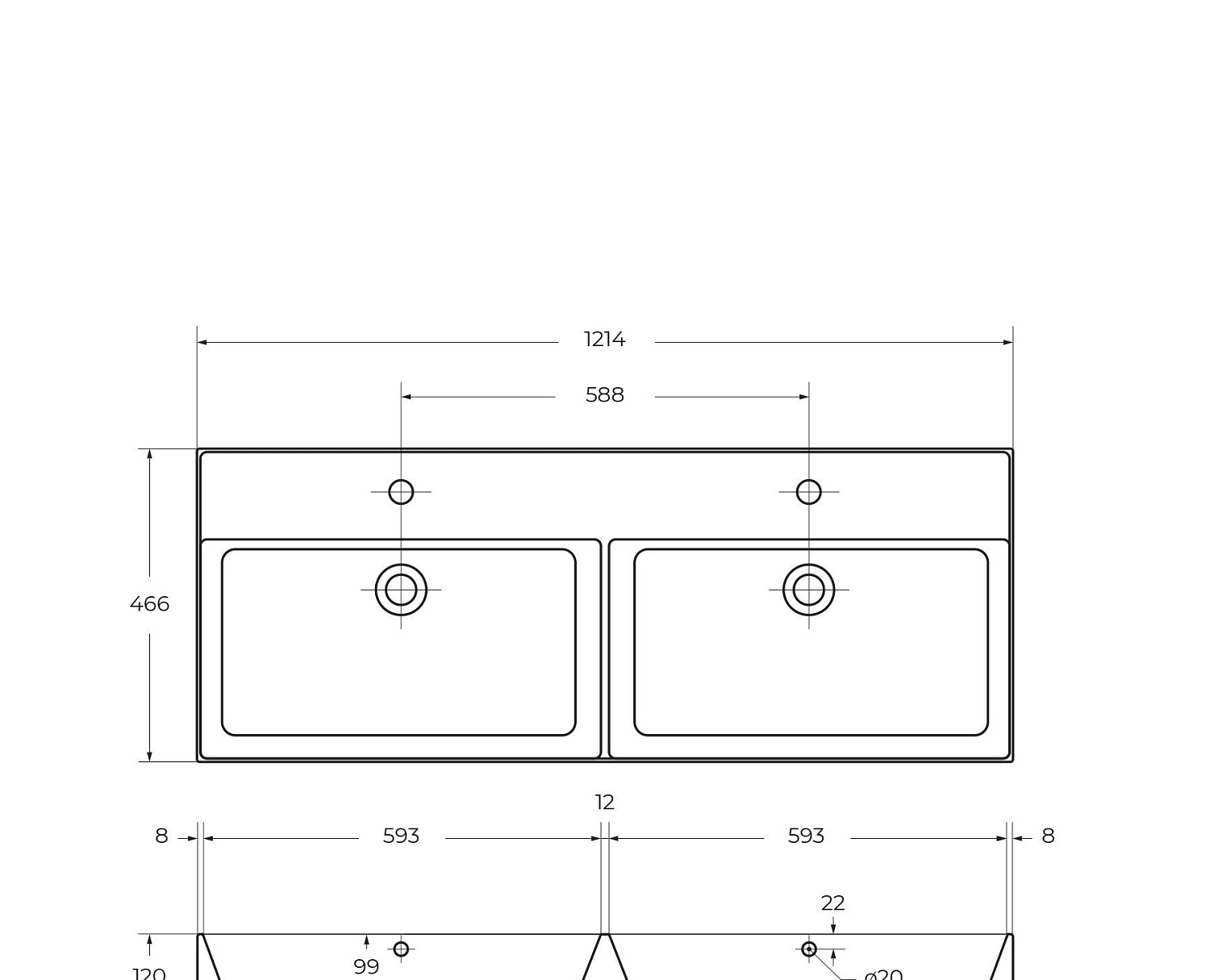 Cezares без коллекции, Раковина, CZR-MIL-120-2-LVB