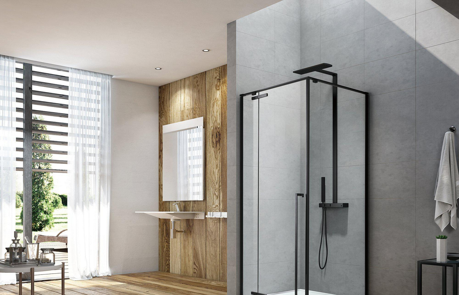 Душевой уголок - Aquanet, Ideal, 89x119x200 см, AE-AXC92MB-S-B / 00243633