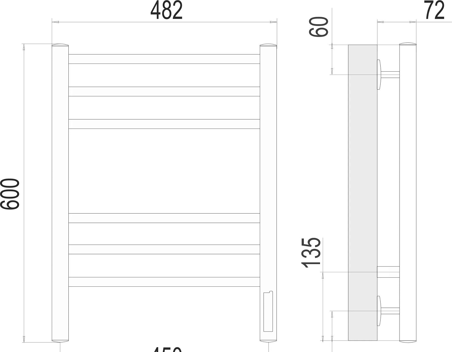 Полотенцесушитель электрический - Terminus, Аврора, 7.6x48.2x60 см, 4670078527479