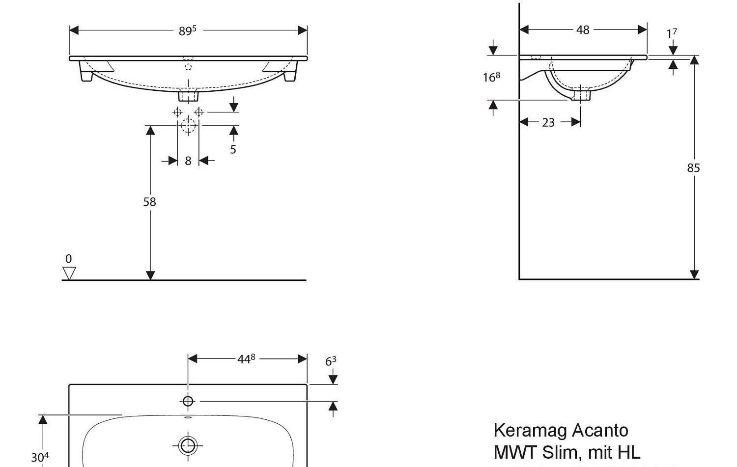Geberit Acanto, Раковина, 500.642.01.2